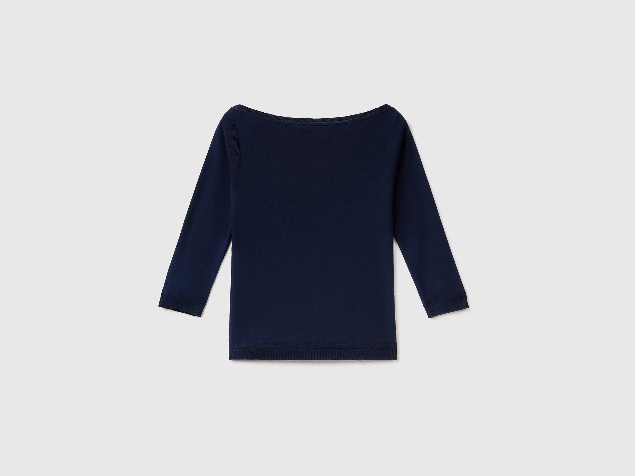 100% cotton boat neck sweater - Dark Blue | Benetton