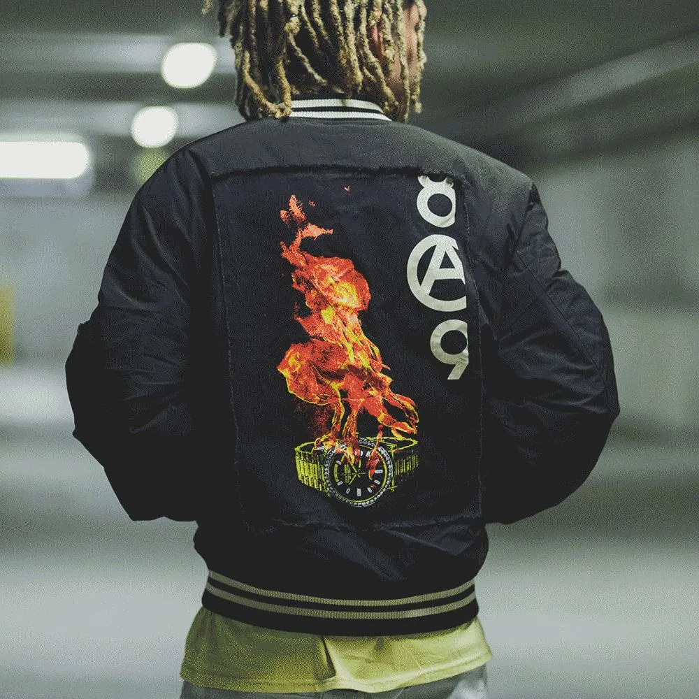 8&9 MFG Co.  Burning Time Bomber Jacket