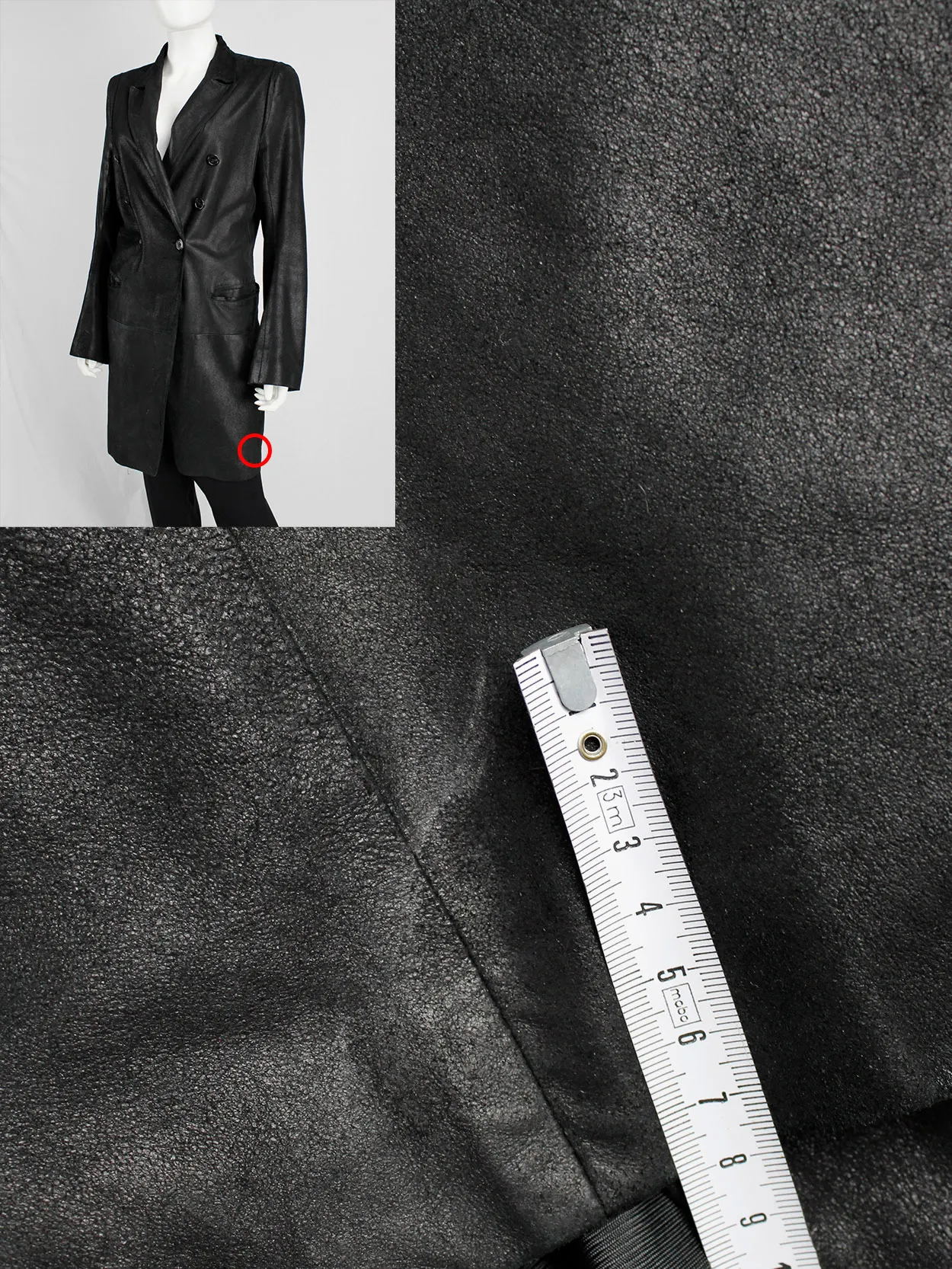 Ann Demeulemeester black leather double breasted coat