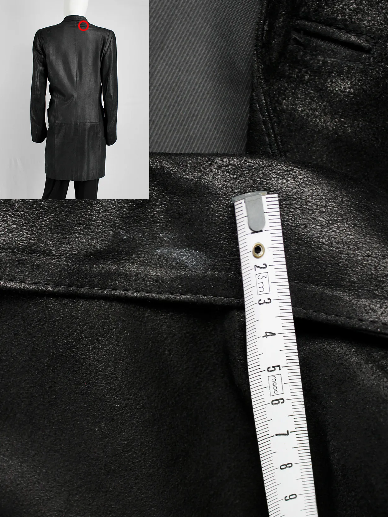 Ann Demeulemeester black leather double breasted coat