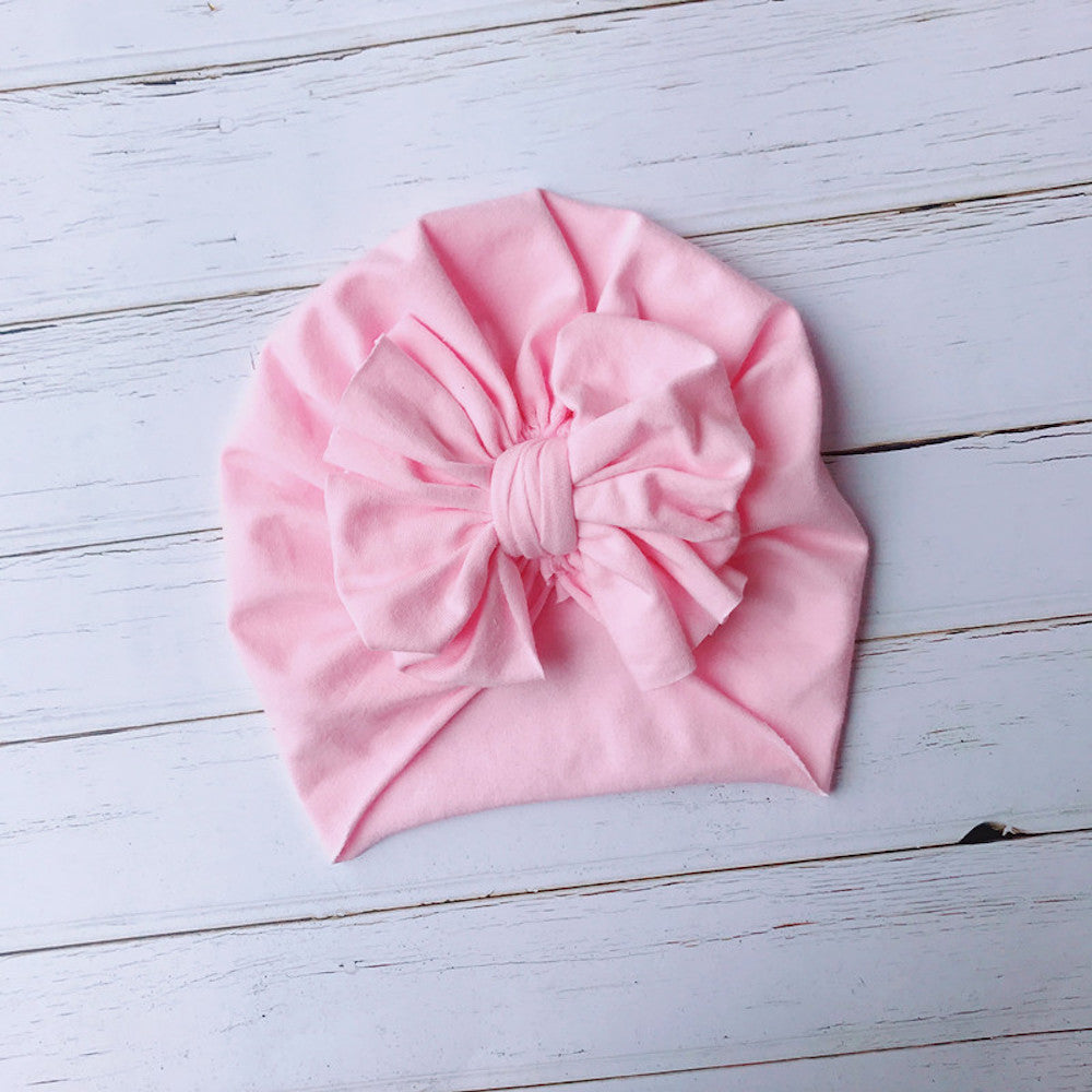 Baby Top Knot Bow Turban — Pink