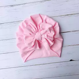 Baby Top Knot Bow Turban — Pink