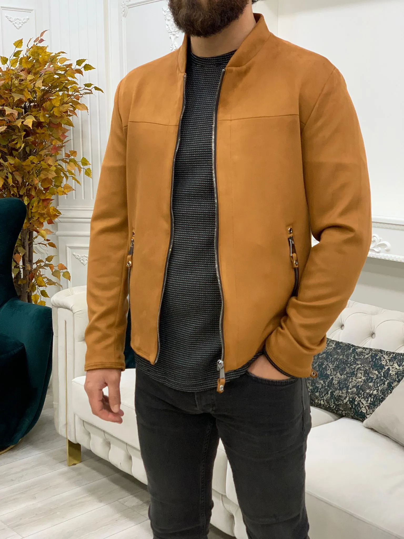 Bari Slim Fit Tan Jacket