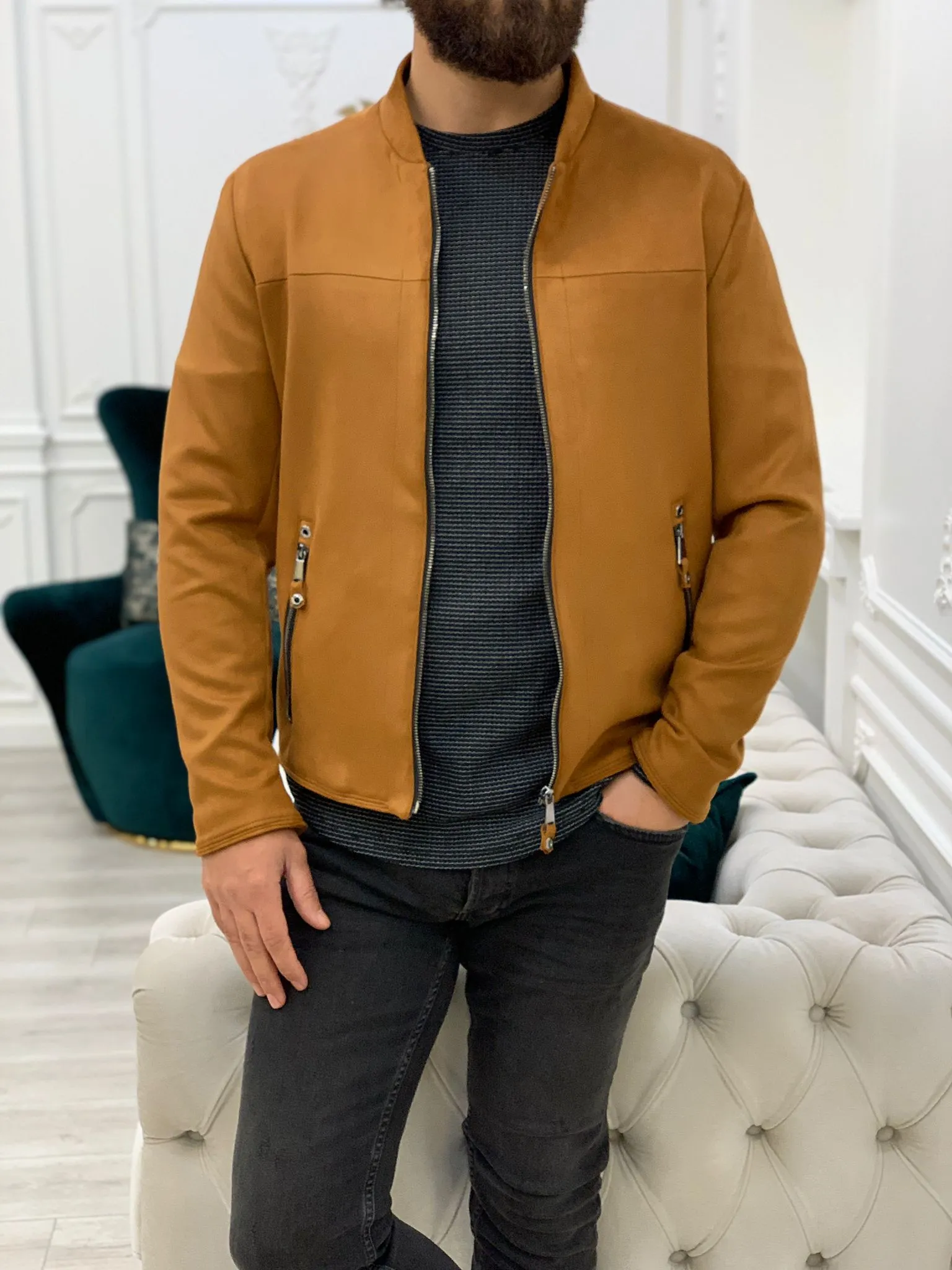 Bari Slim Fit Tan Jacket