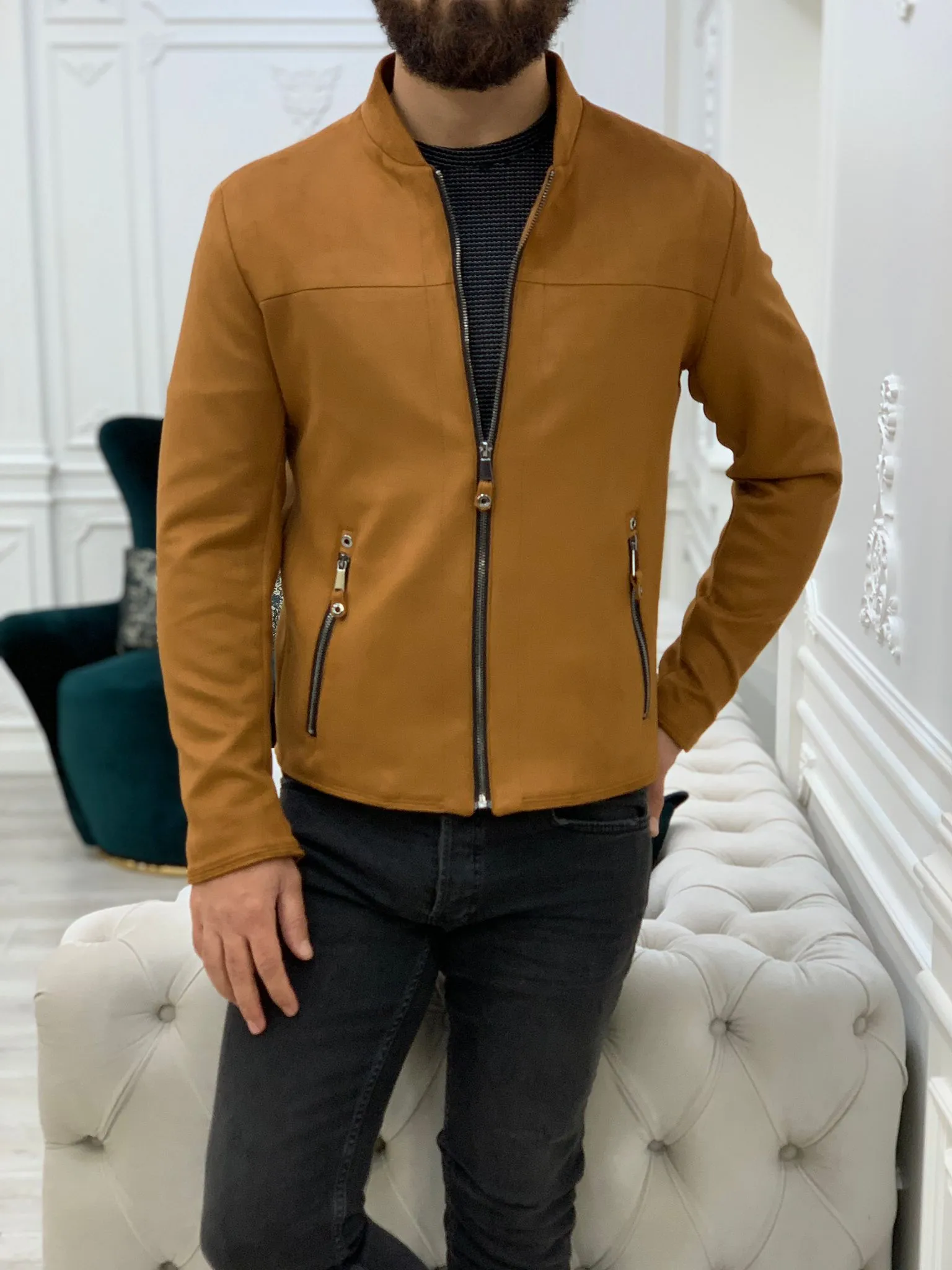 Bari Slim Fit Tan Jacket