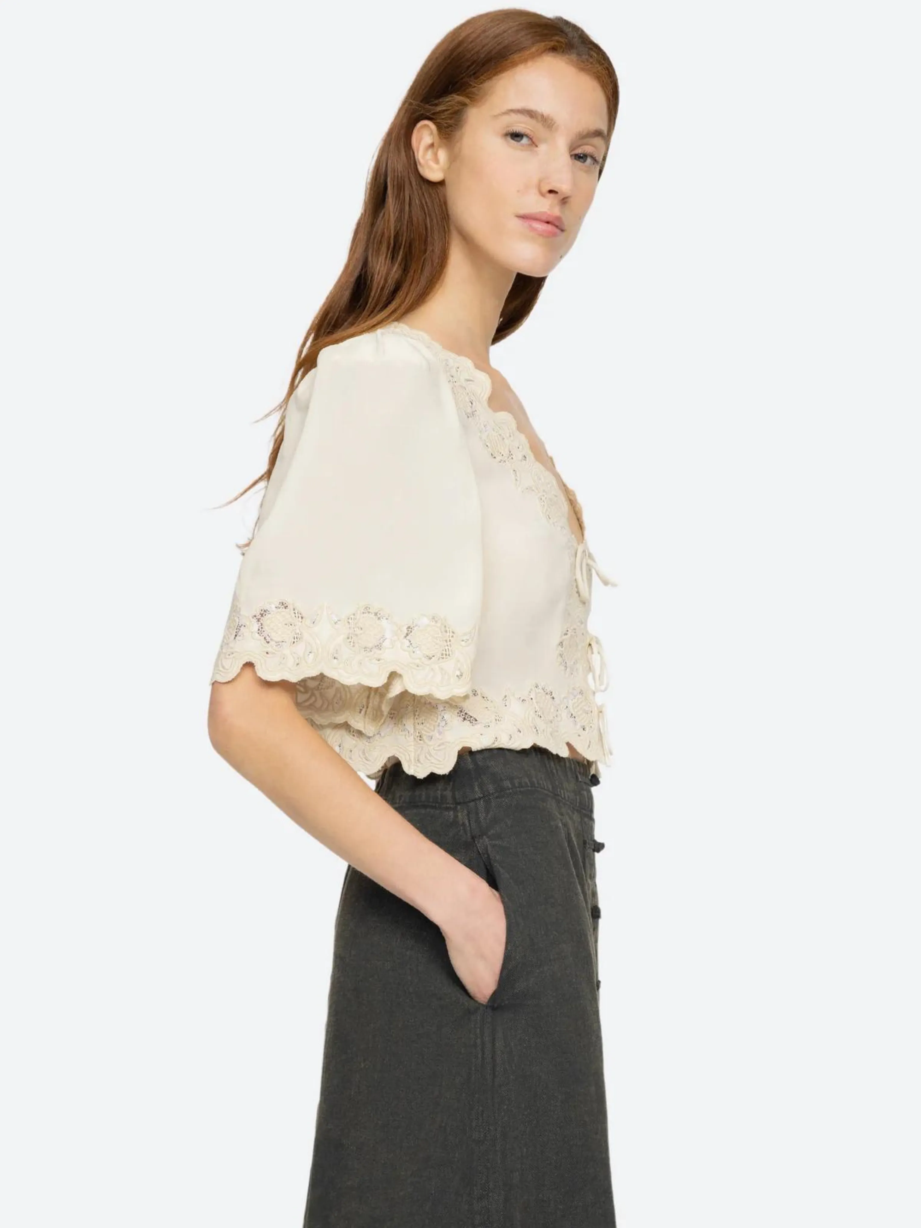 Baylin Lace Top in Cream