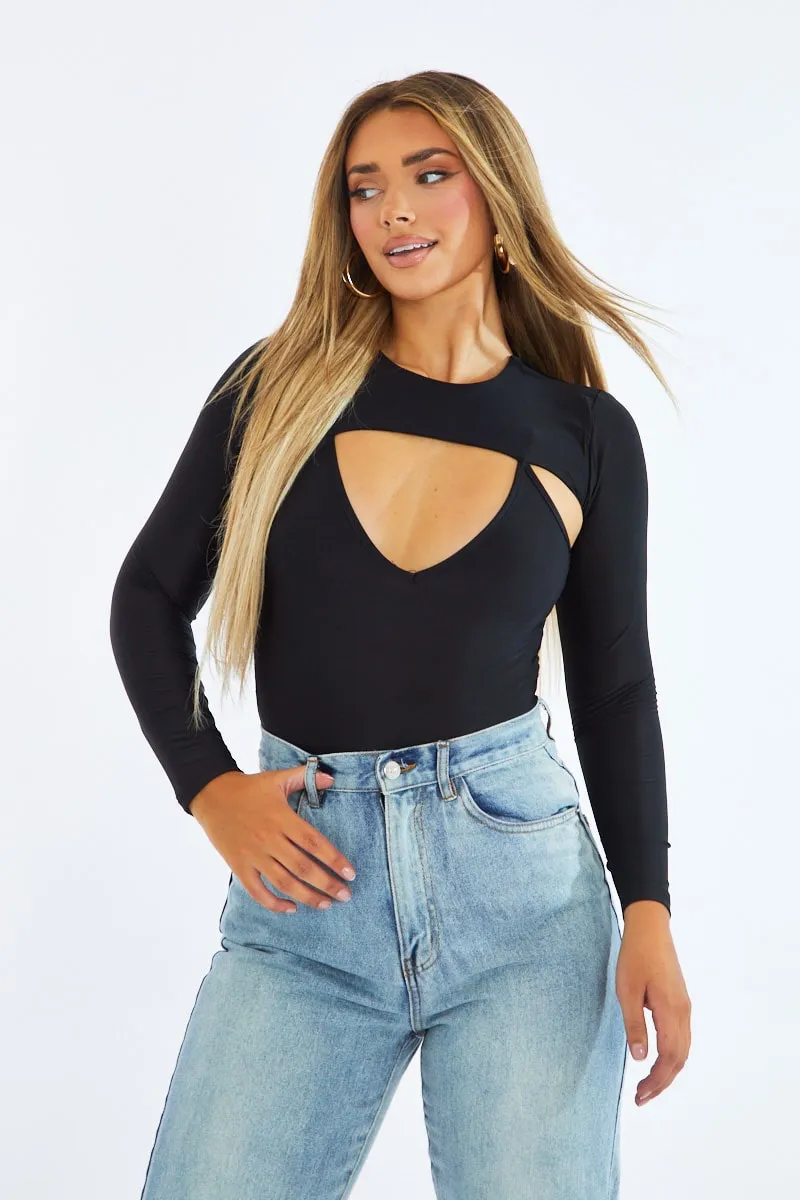 Black Cut Out Long Sleeve Bodysuit - Serenity