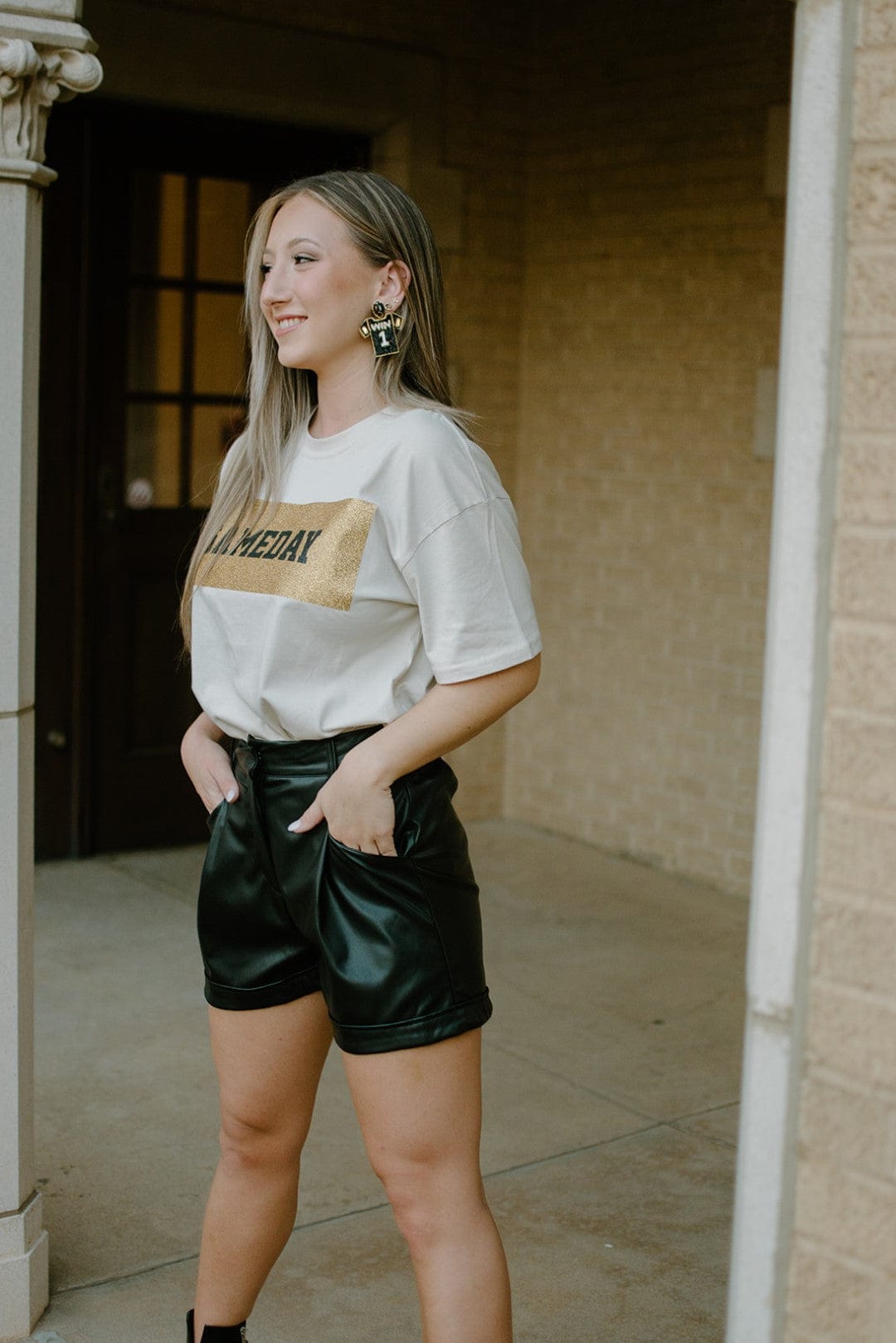 Black Leather High Waist Shorts