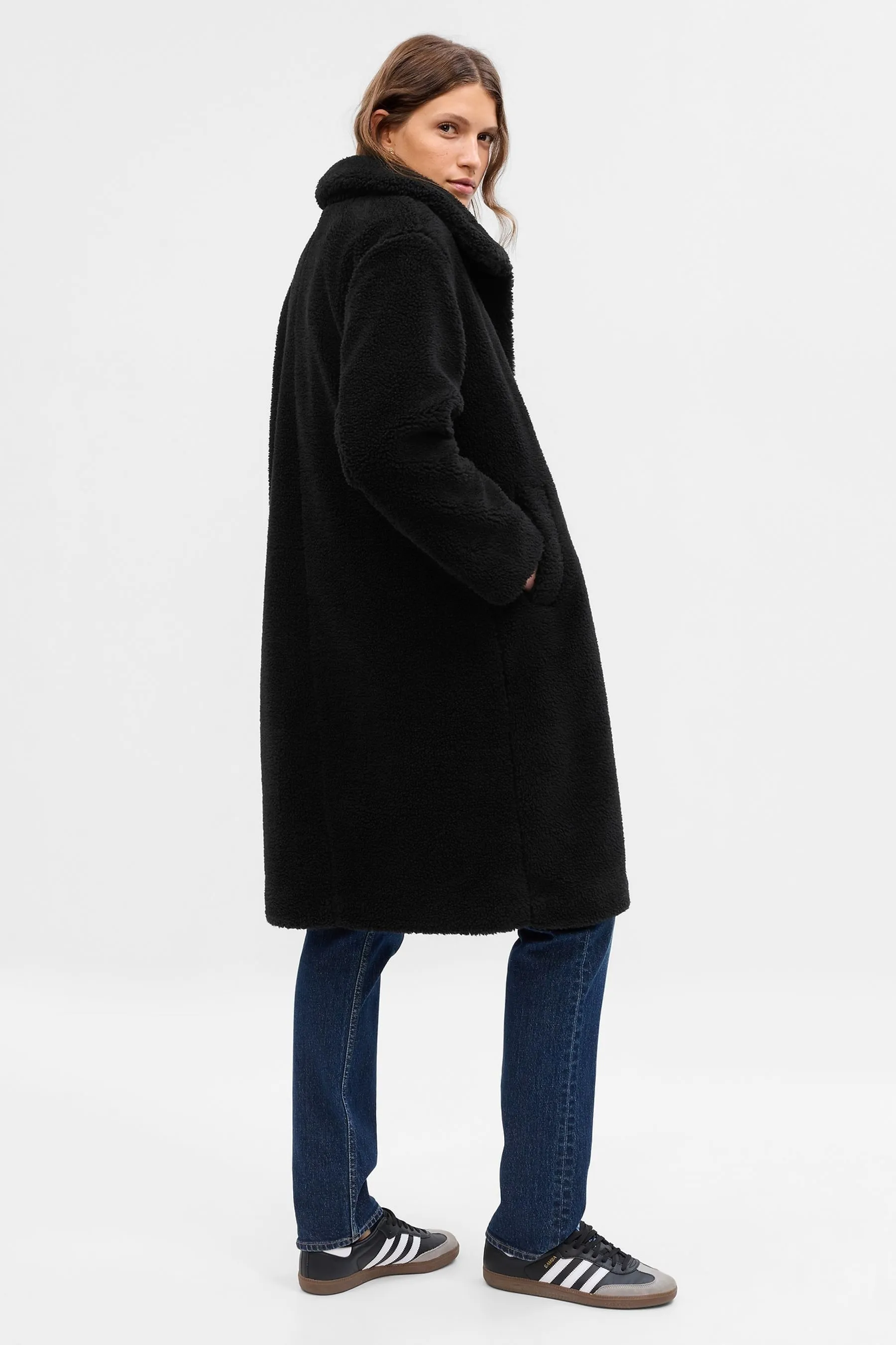 Black Long Sherpa Coat