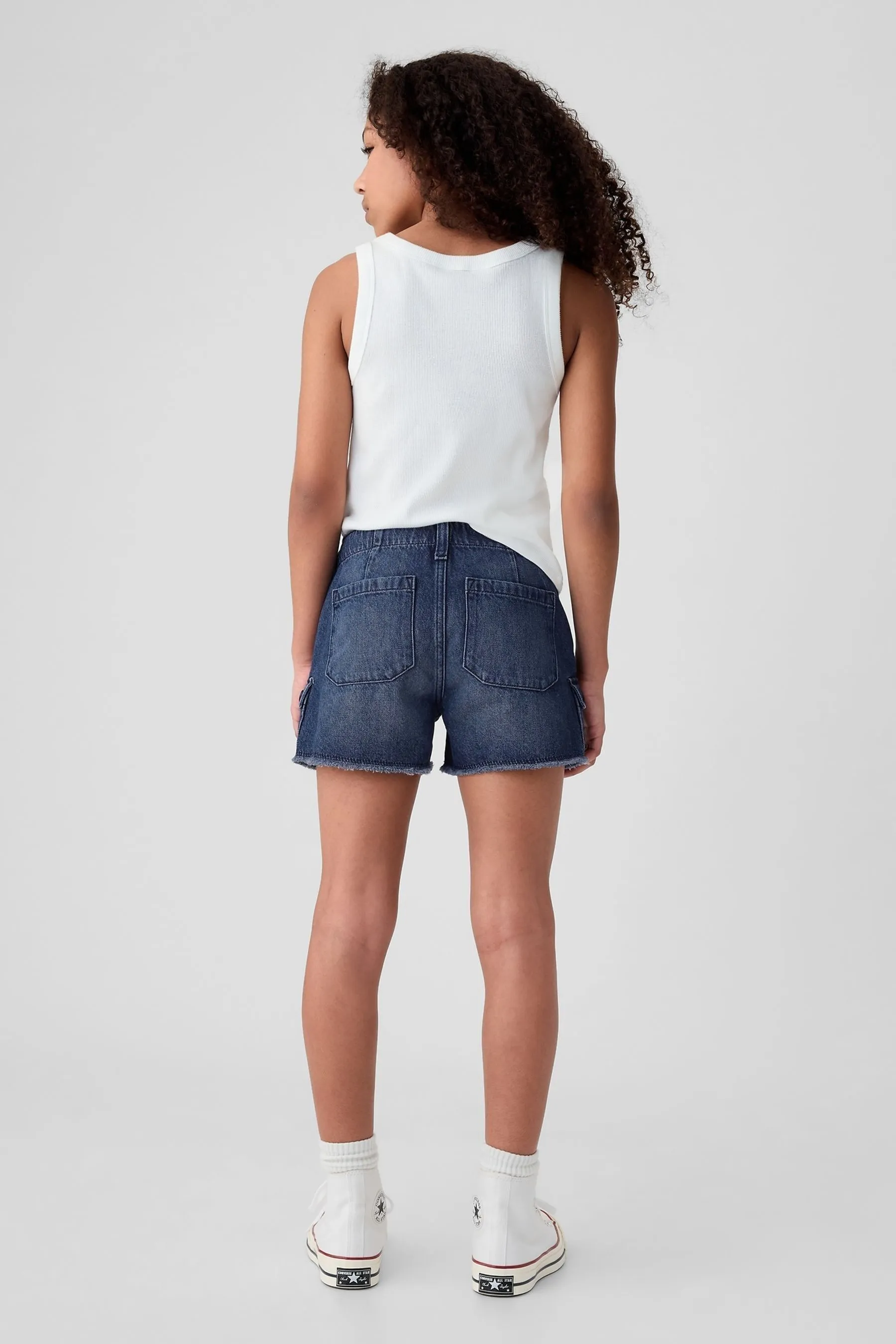 Blue Low Rise Stride Cargo Denim Shorts (5-13yrs)