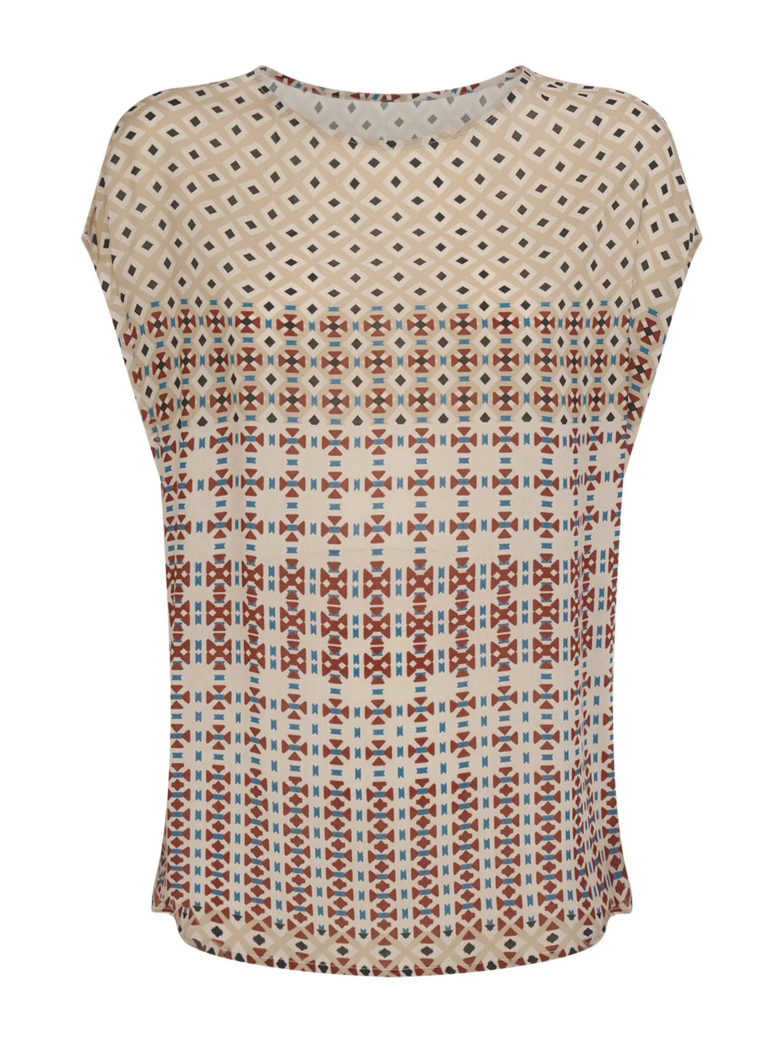 Blusa con stampa geometrica in mussola di EcoSeta - Fant. Irish Cream