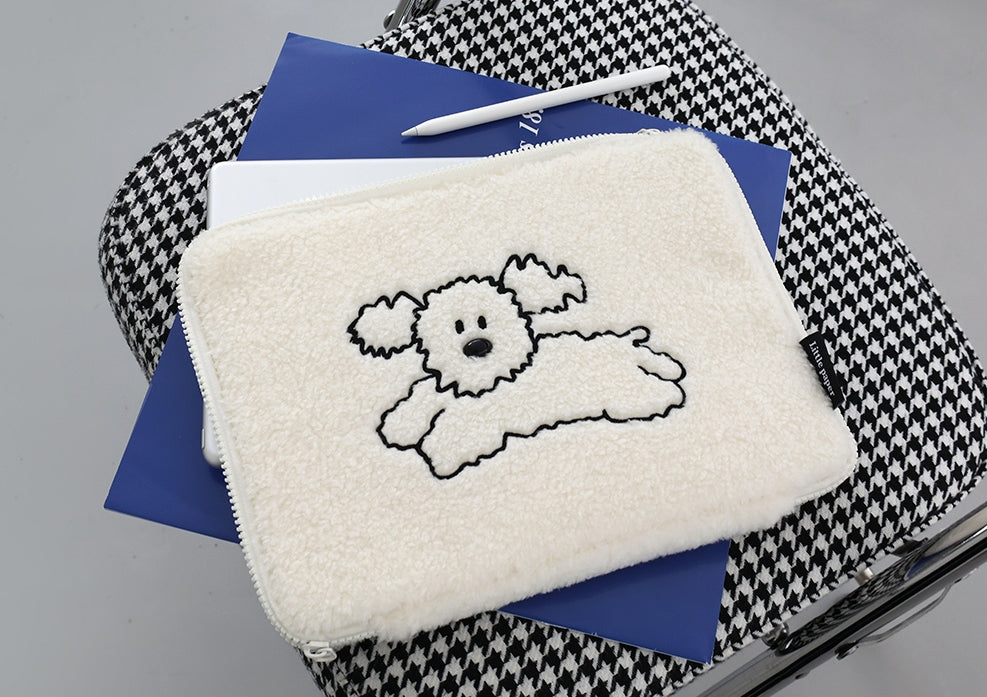 Boucle Cute Dogs Character 11 iPad Laptop Sleeves Cases Protective Covers Purses Handbags Square Sponge Pouches Designer School 