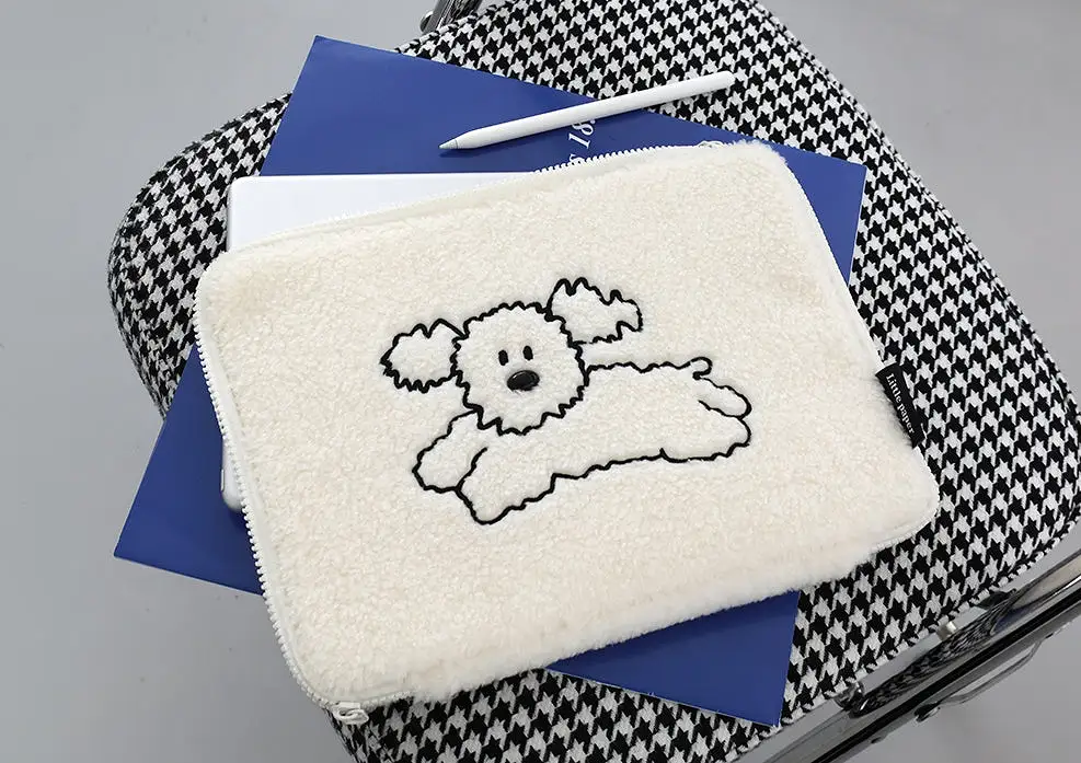 Boucle Cute Dogs Character 11 iPad Laptop Sleeves Cases Protective Covers Purses Handbags Square Sponge Pouches Designer School 