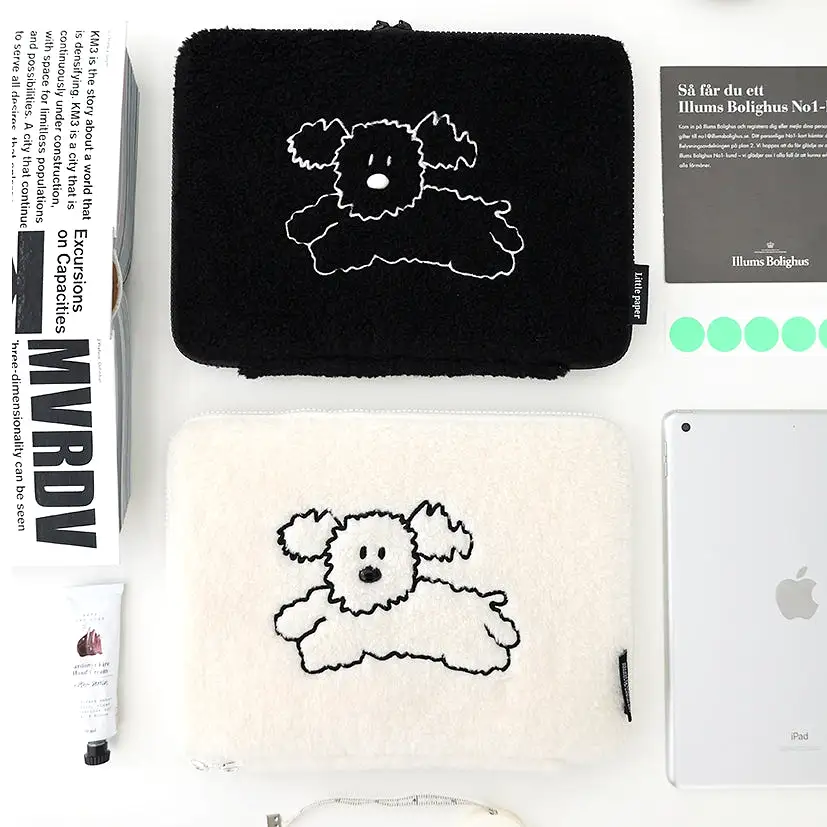 Boucle Cute Dogs Character 11 iPad Laptop Sleeves Cases Protective Covers Purses Handbags Square Sponge Pouches Designer School 