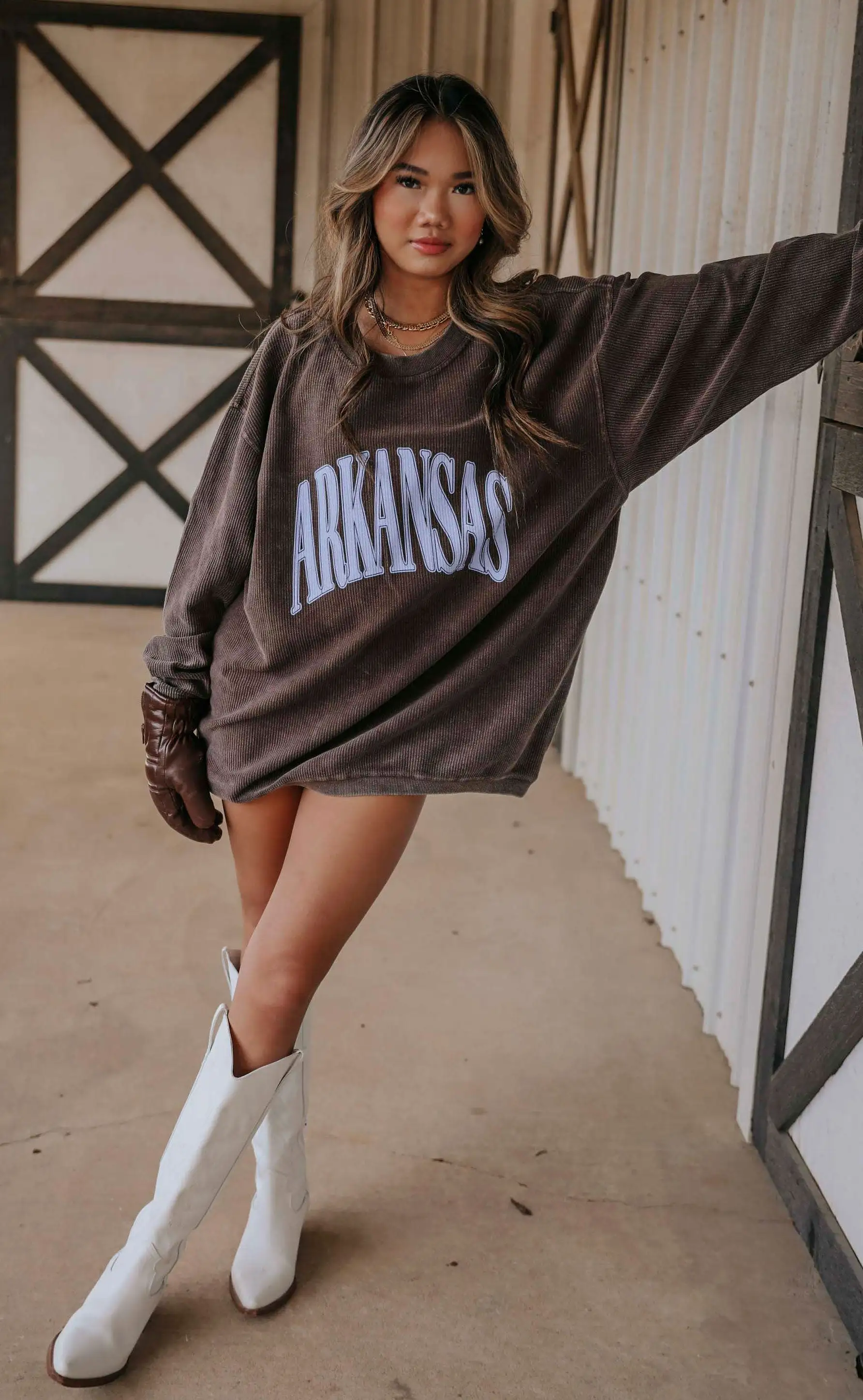 charlie southern: arkansas corded sweatshirt - mocha