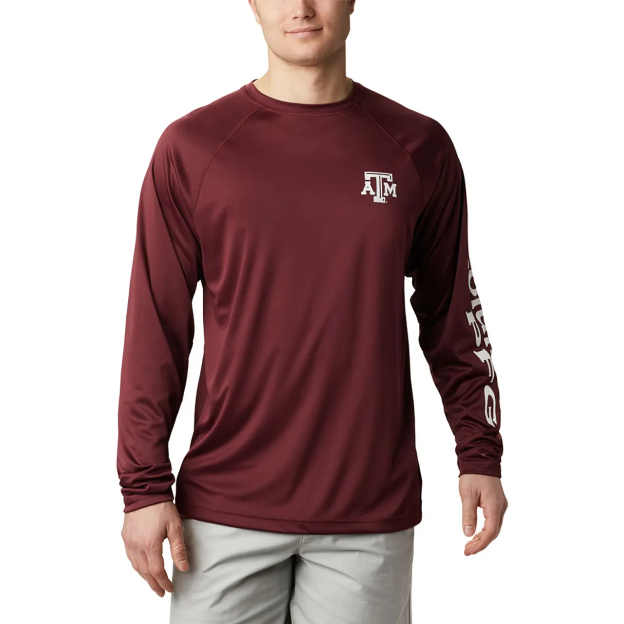 Columbia Men's Extended Sizing Maroon Terminal Tackle Long Sleeve Shirt