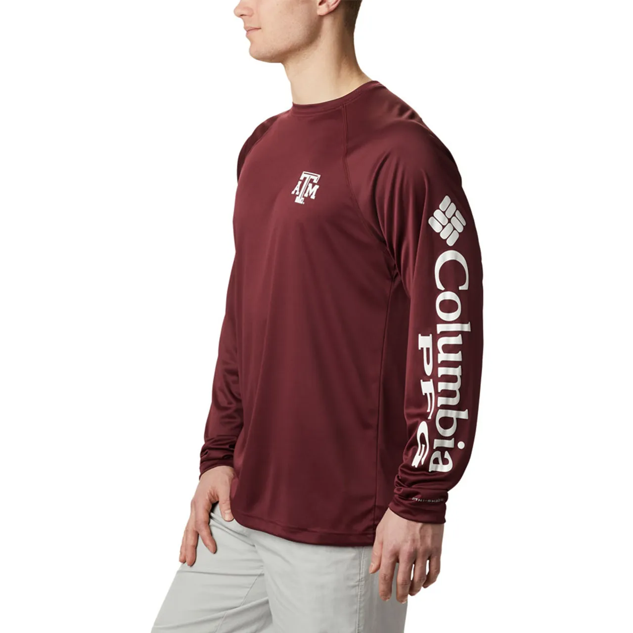 Columbia Men's Extended Sizing Maroon Terminal Tackle Long Sleeve Shirt