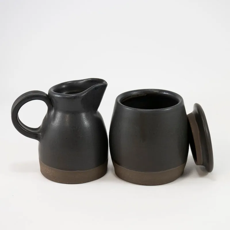 Cream and Sugar Set in Coal Glaze