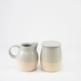 Cream and Sugar Set in Mist Glaze