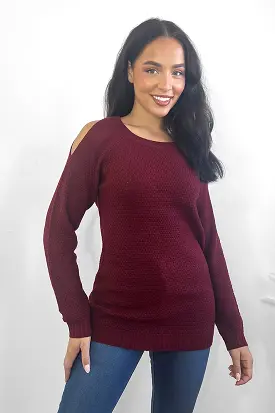 Crochet Knit Cold Shoulders Pullover