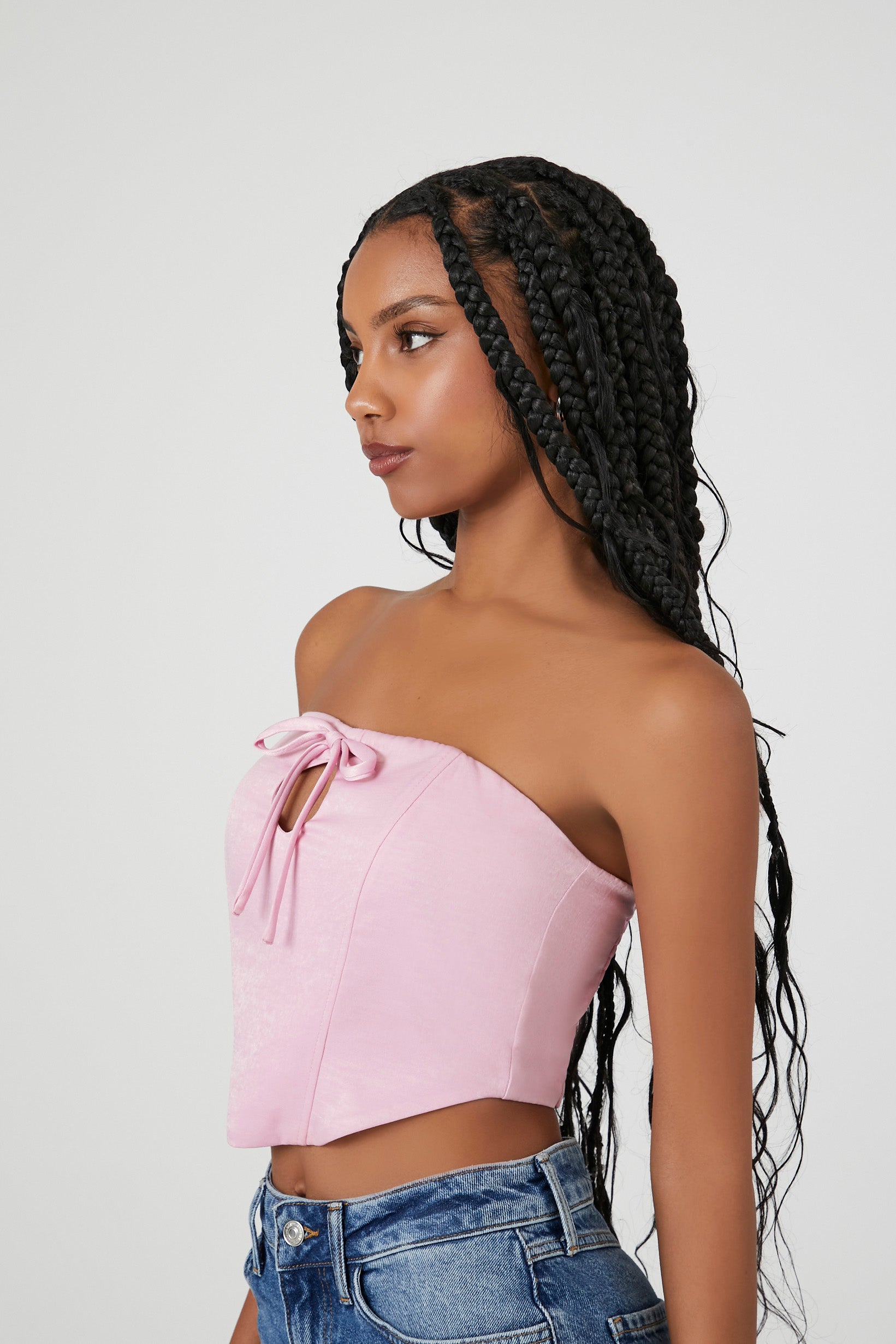 Cropped Satin Drawstring Tube Top