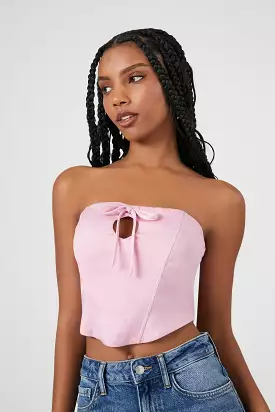 Cropped Satin Drawstring Tube Top