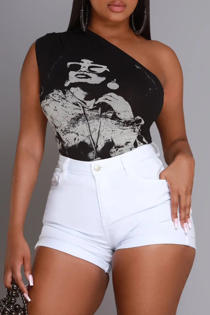 Cuff It High Rise Cuffed Denim Shorts - White