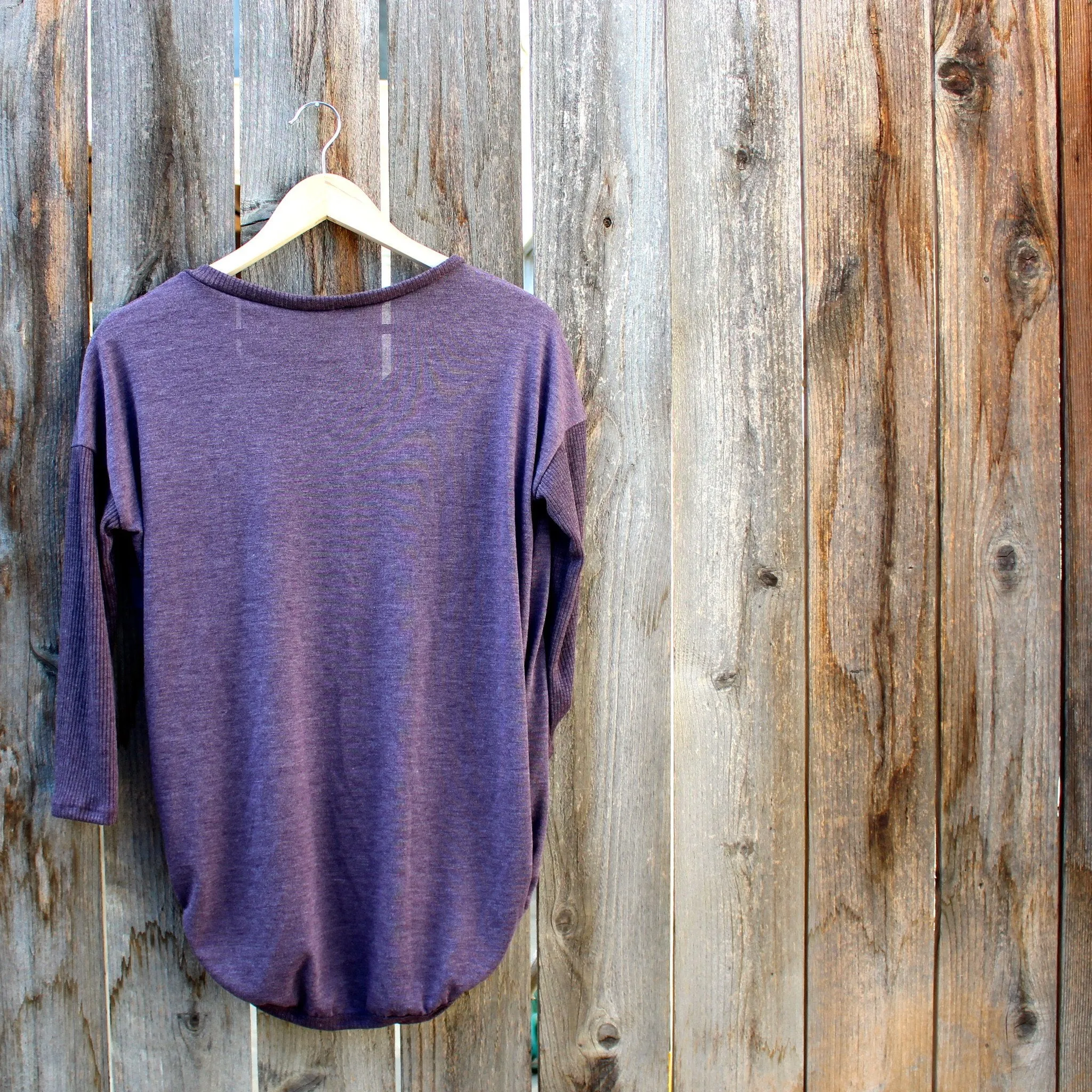 Final Sale - Sequin Pocket Tunic Top in Plum