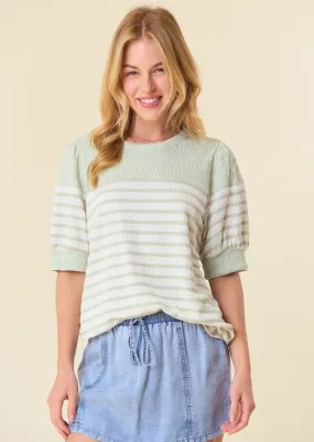 FINAL SALE - Striped Puff Sleeve Top - 2 Colors!