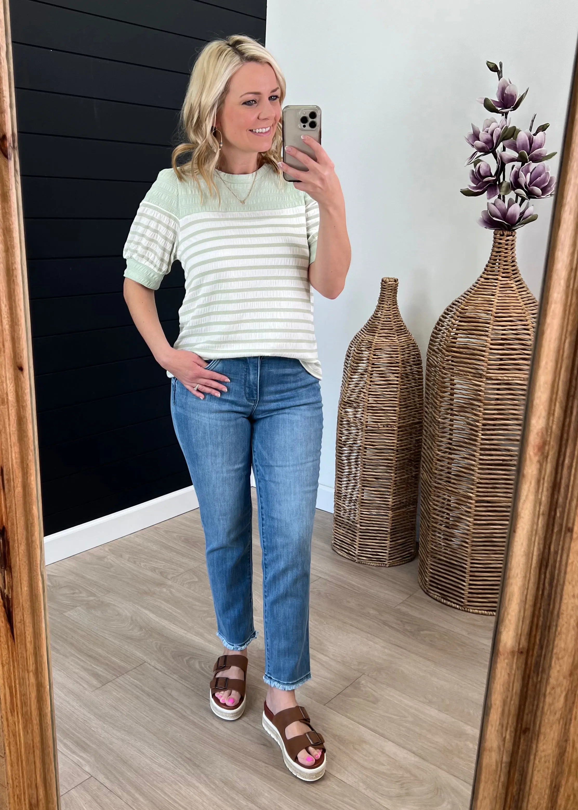 FINAL SALE - Striped Puff Sleeve Top - 2 Colors!