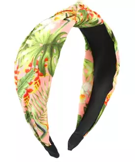 Flower & Leaf Headband - Pink/Green