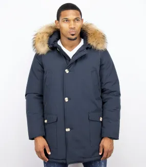 Fur Collar Coat | Men Winter Coat Wooly Long |