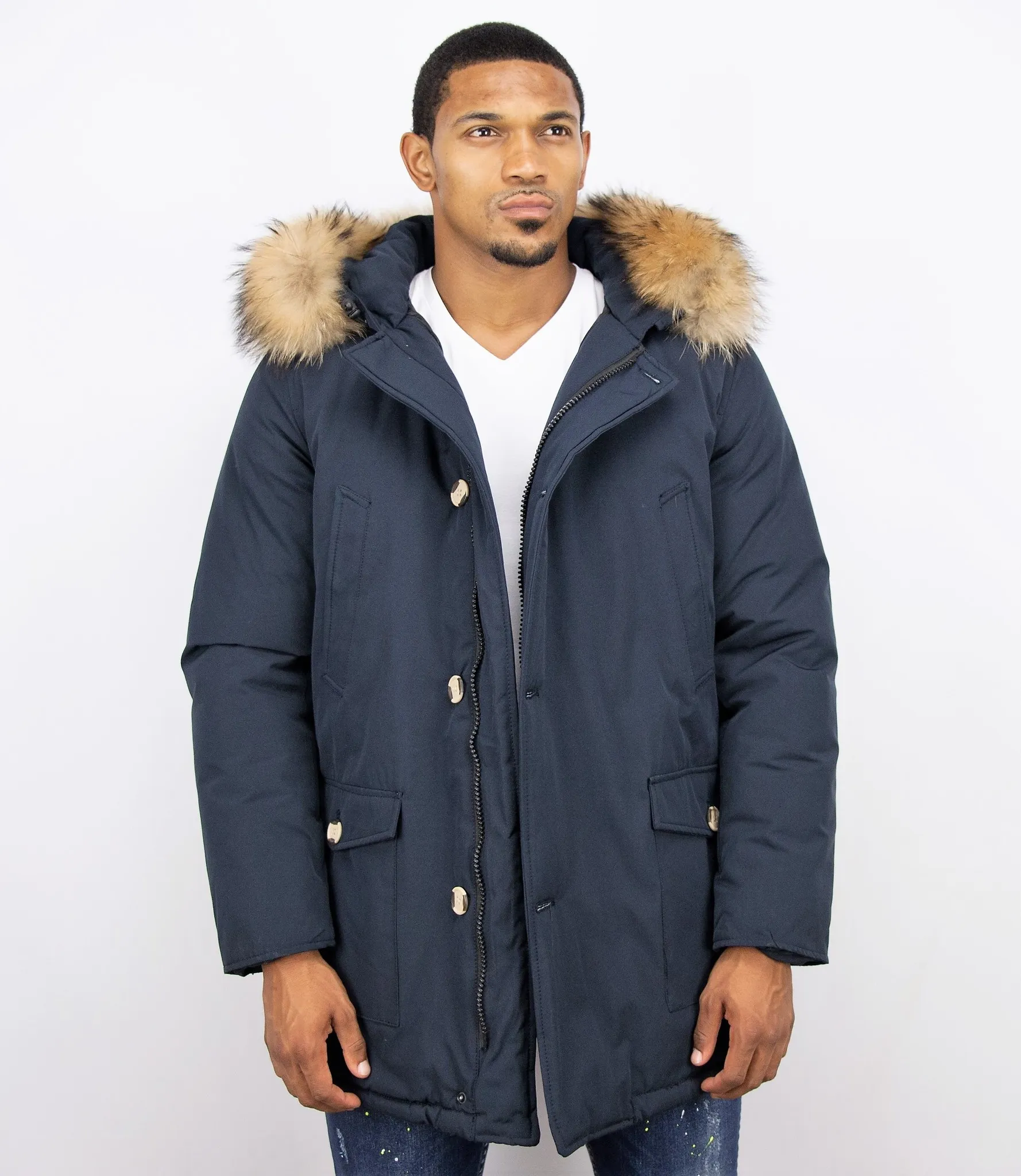 Fur Collar Coat | Men Winter Coat Wooly Long |