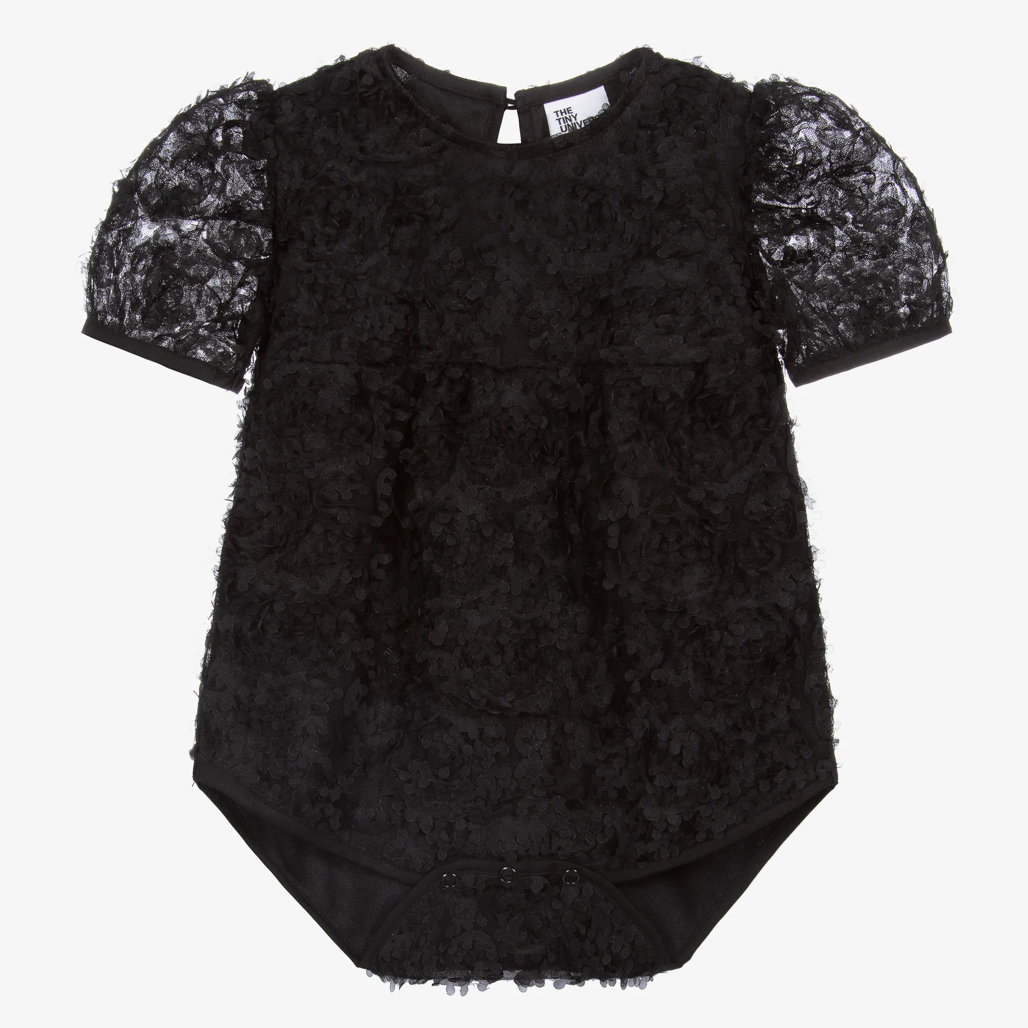 Girls Black Floral Lace Bodysuit