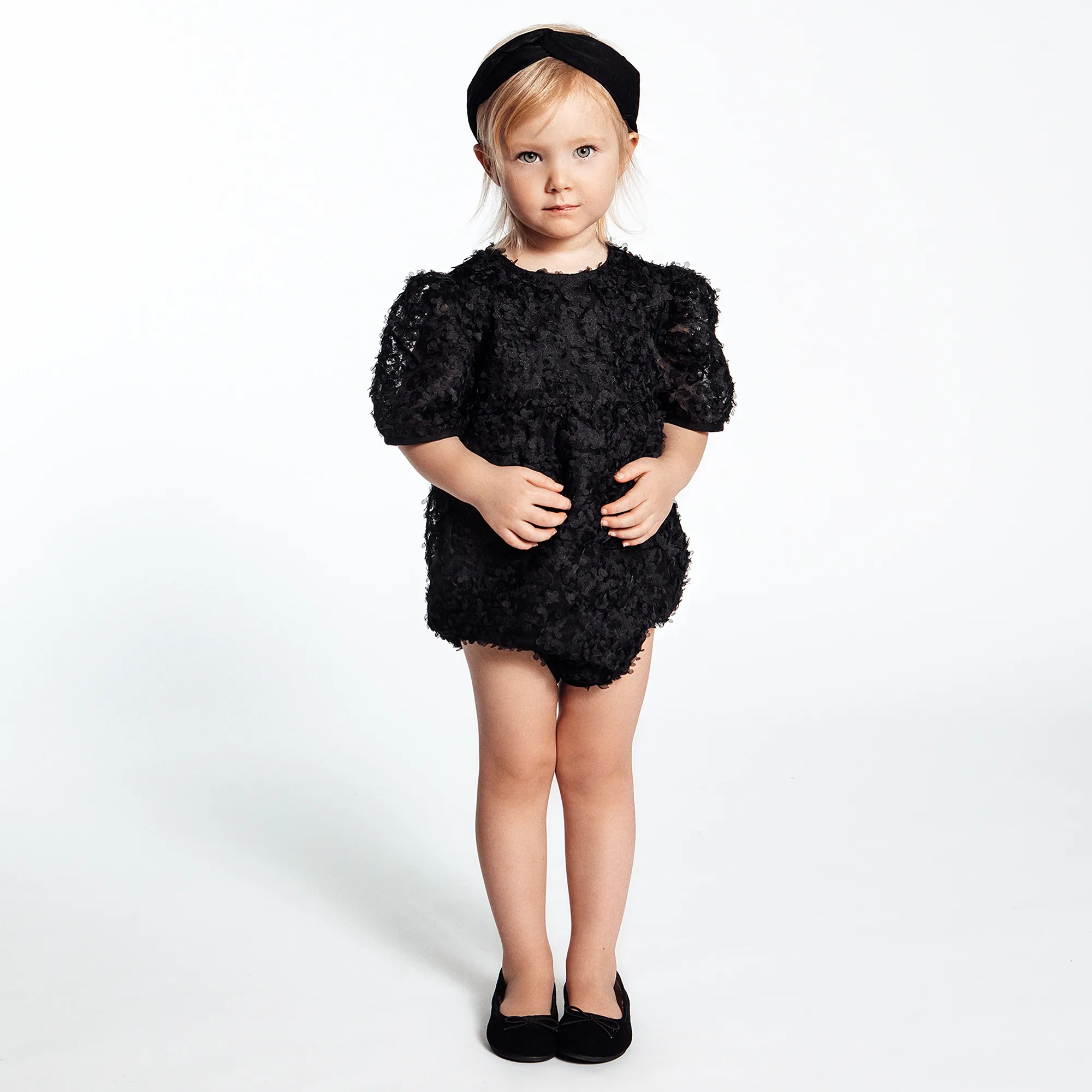 Girls Black Floral Lace Bodysuit