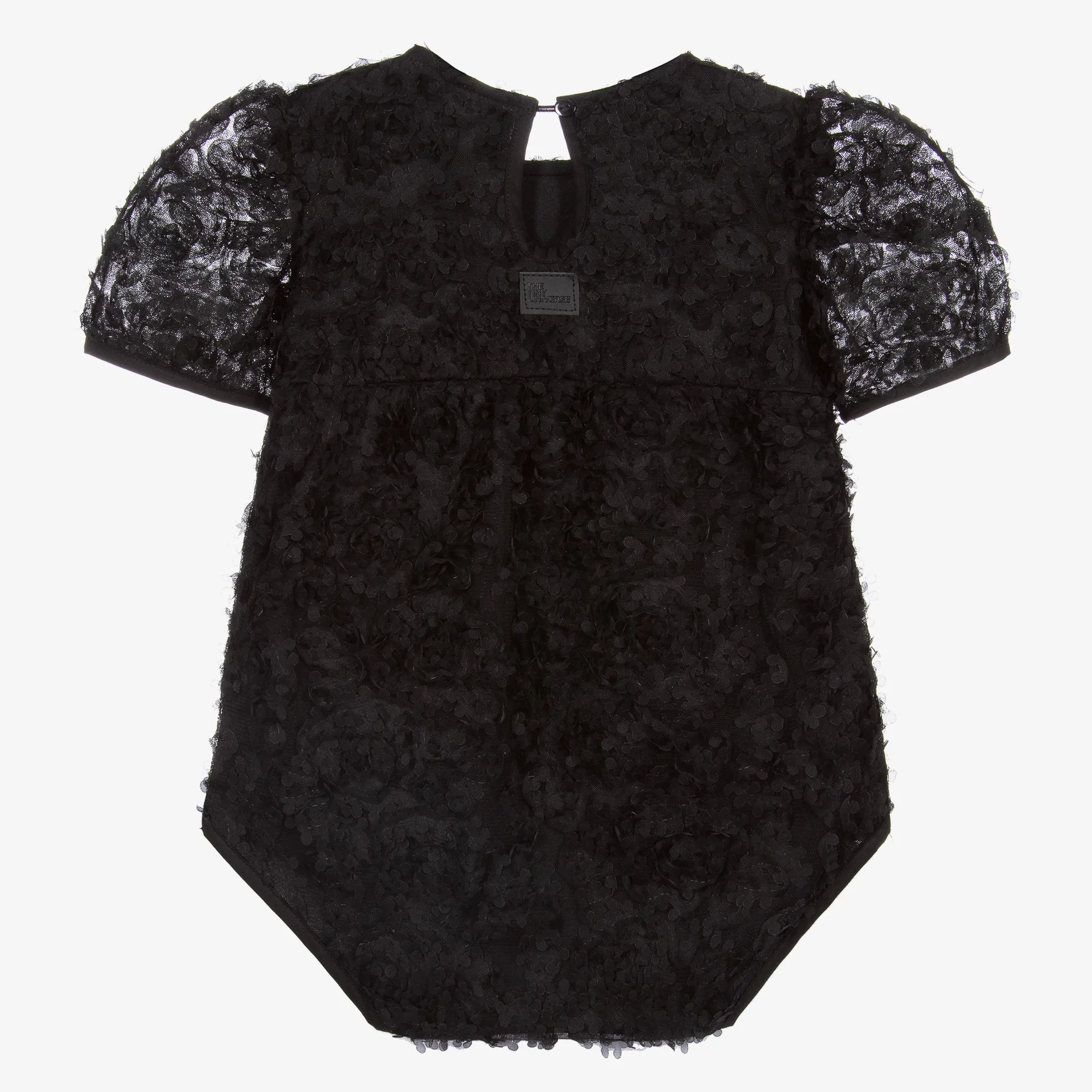 Girls Black Floral Lace Bodysuit