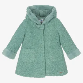 Girls Green Bouclé Coat