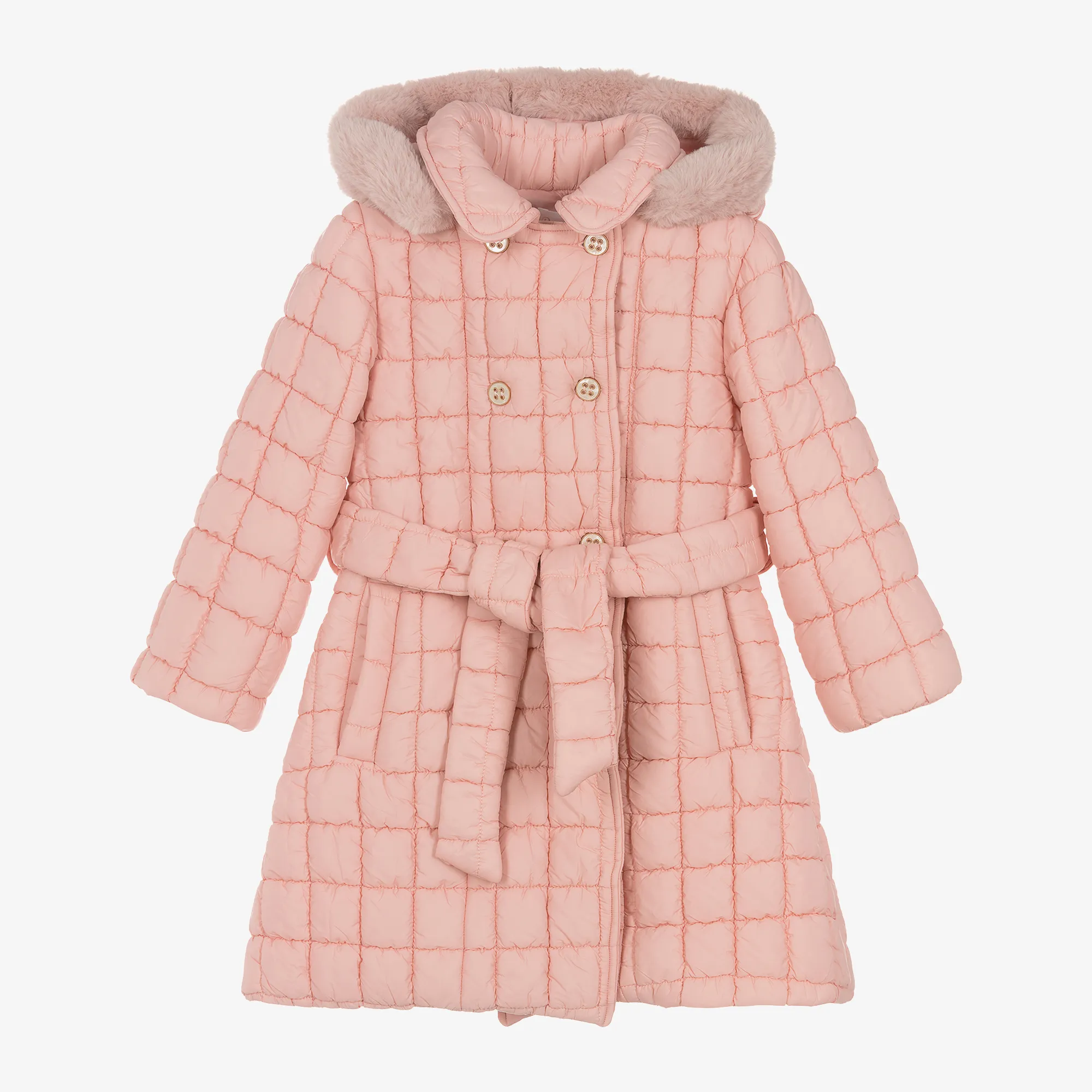 Girls Pink Quilted Coat