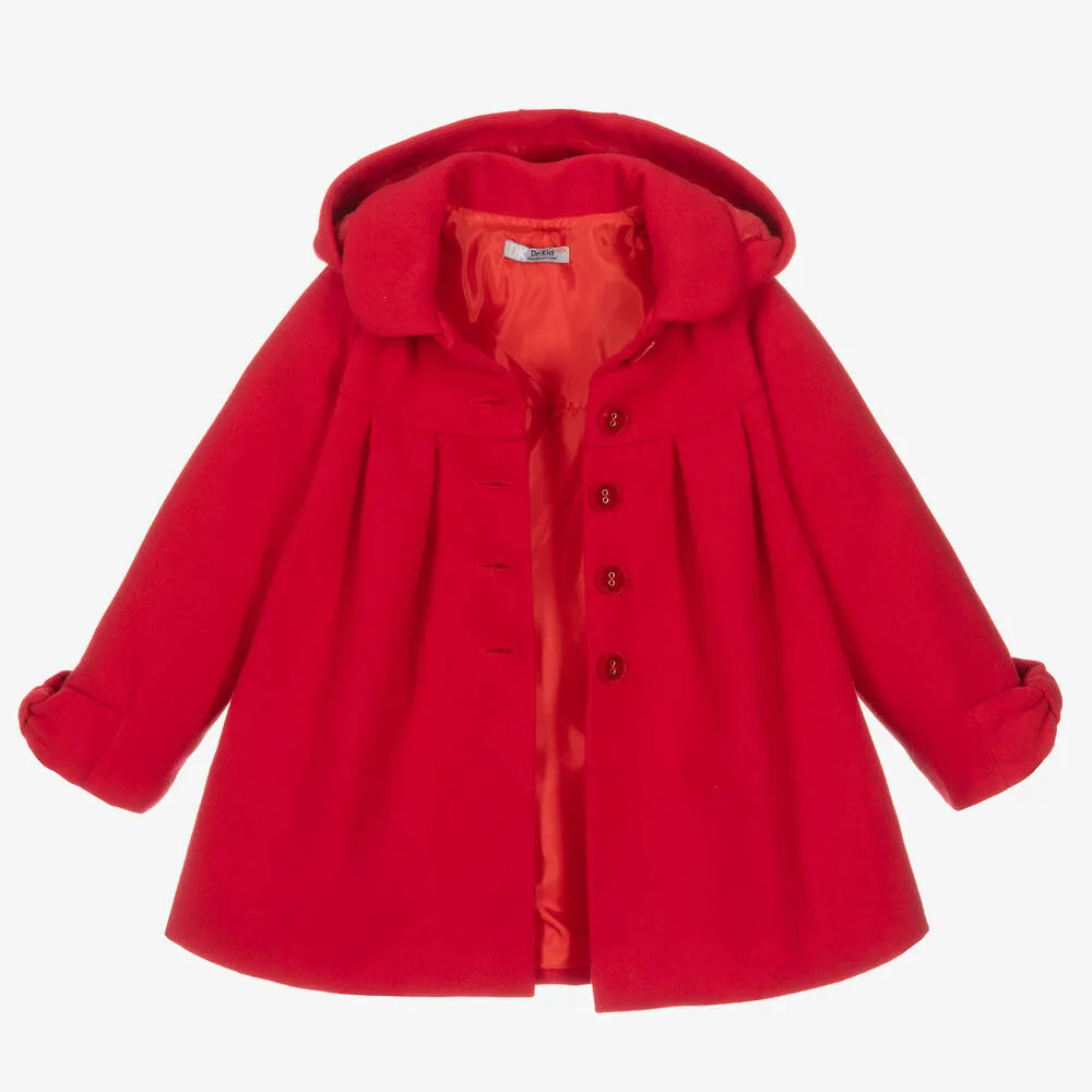 Girls Red Hooded Coat 