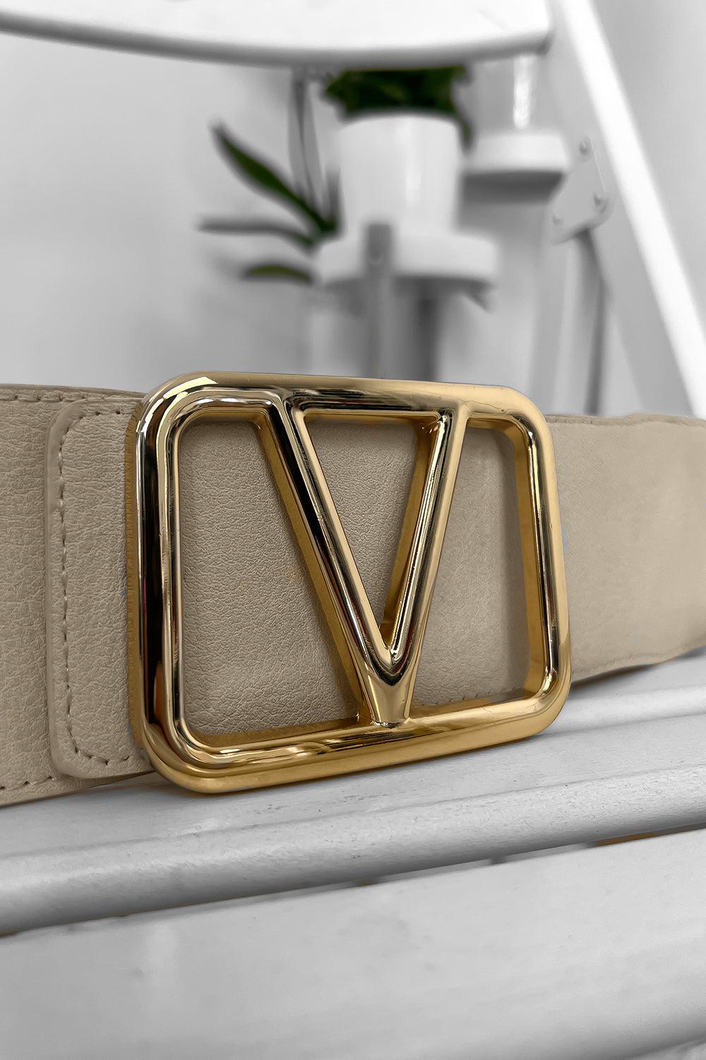 Gold V Buckle Elastic Belt