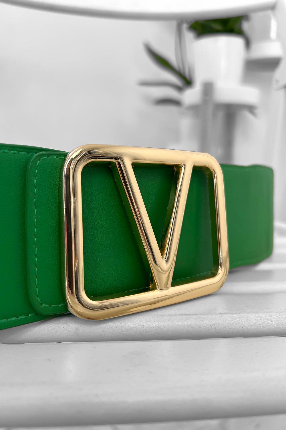 Gold V Buckle Elastic Belt