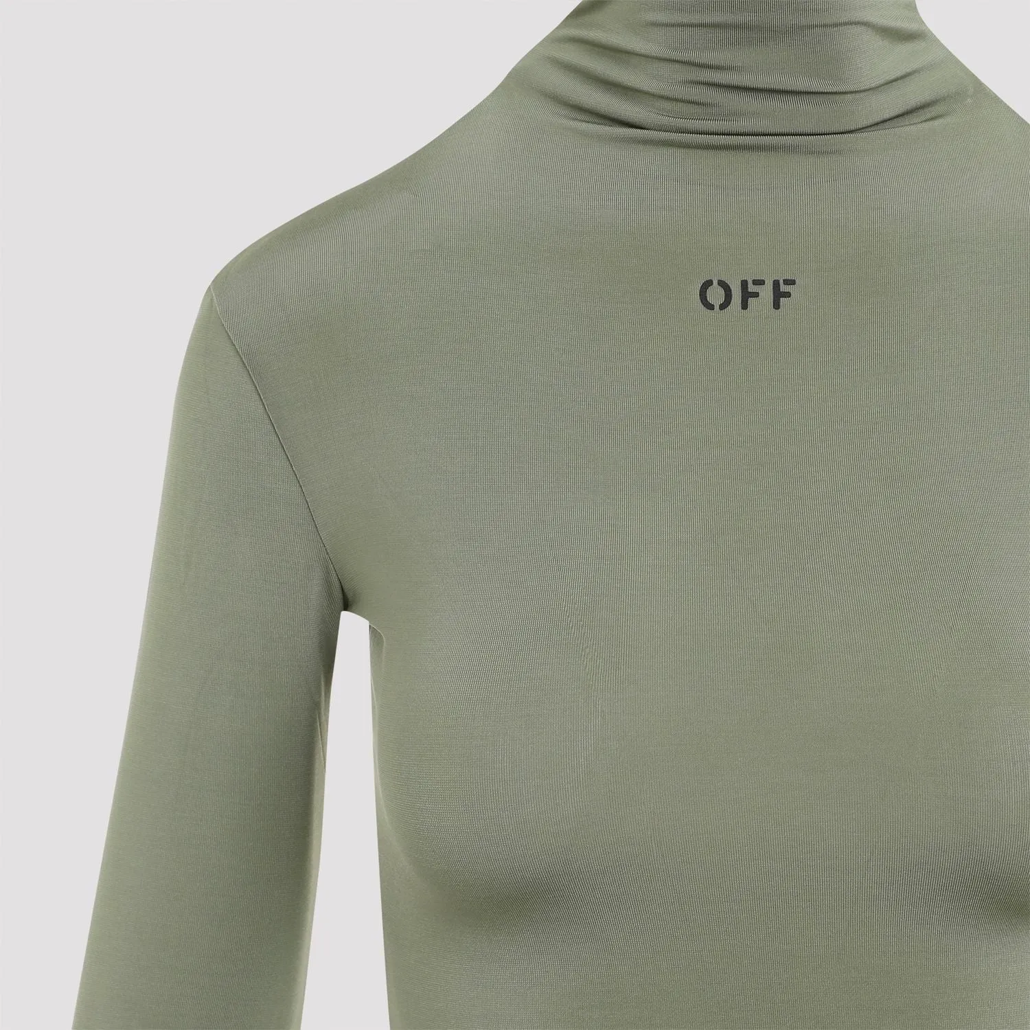 GREEN VISCOSE TURTLENECK SWEATER WITH LOGO