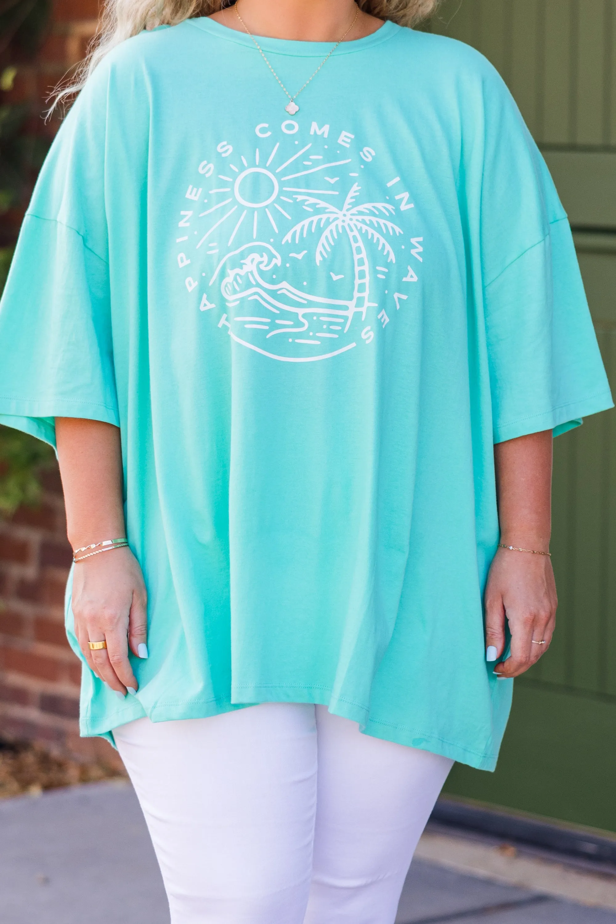 Happiness In Waves Boyfriend Tee, Mint