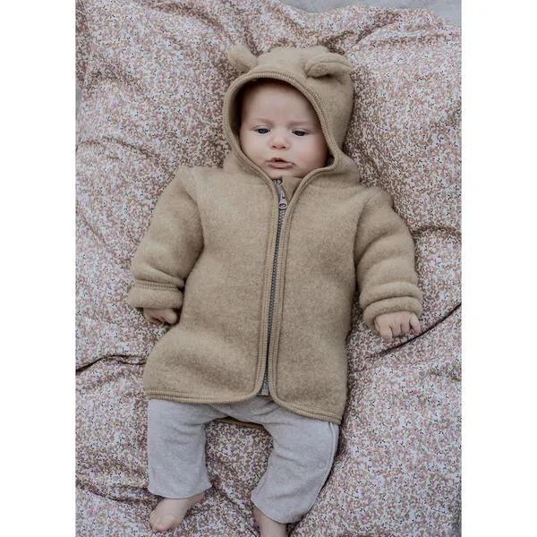 HutteliHut Cotton Fleece Fluffy Jacket w/ Ears, Eucalyptus