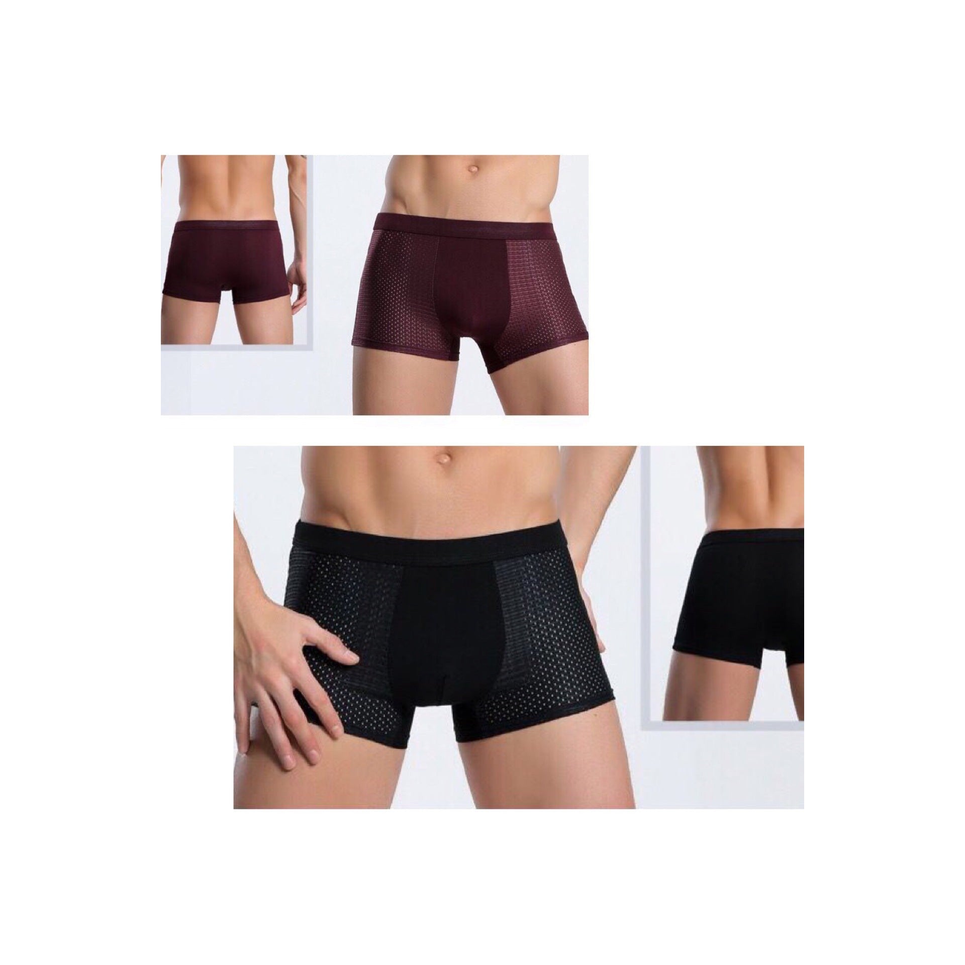 INSTOCK-Men's boxer briefs mid-rise 4-pack boxed mesh solid color