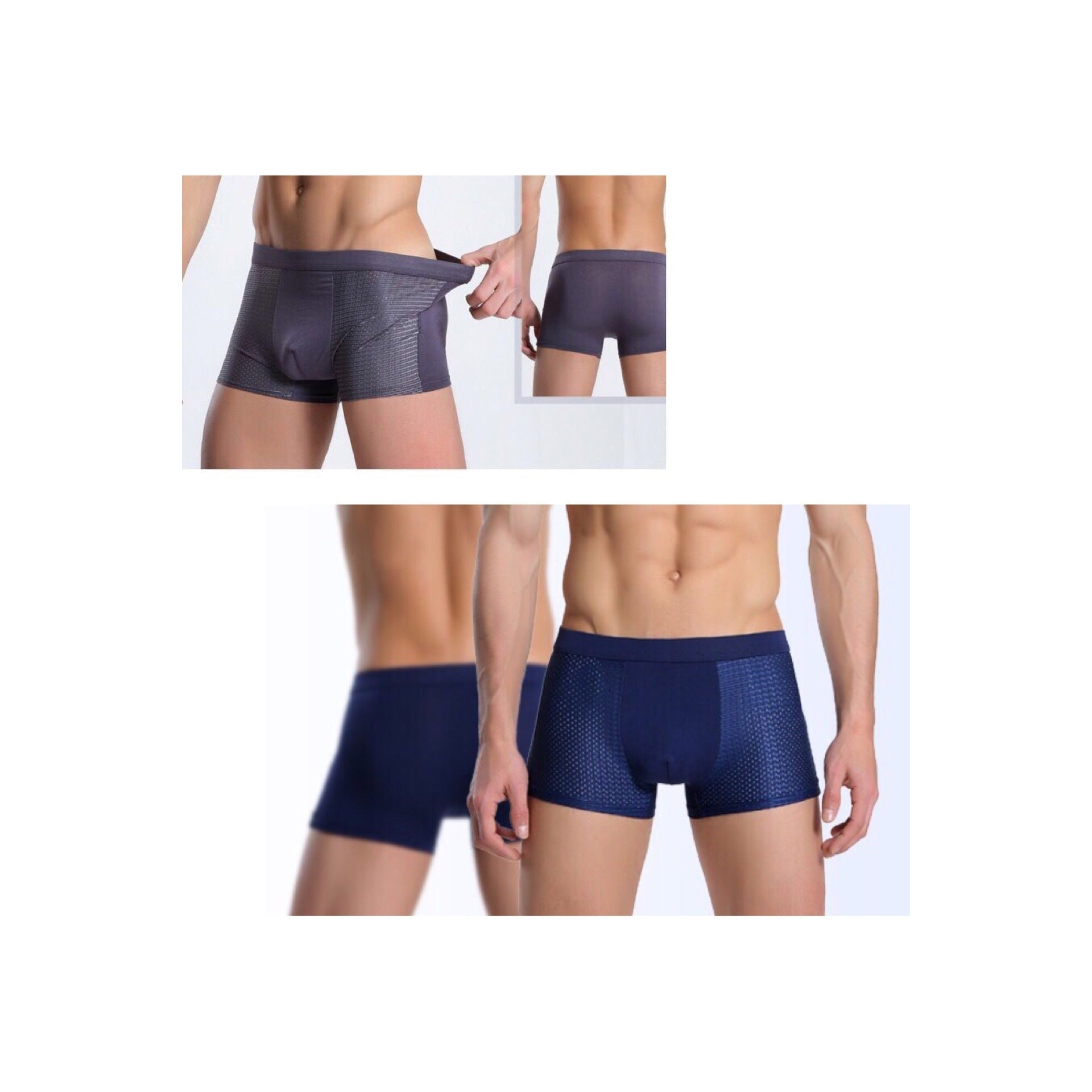 INSTOCK-Men's boxer briefs mid-rise 4-pack boxed mesh solid color