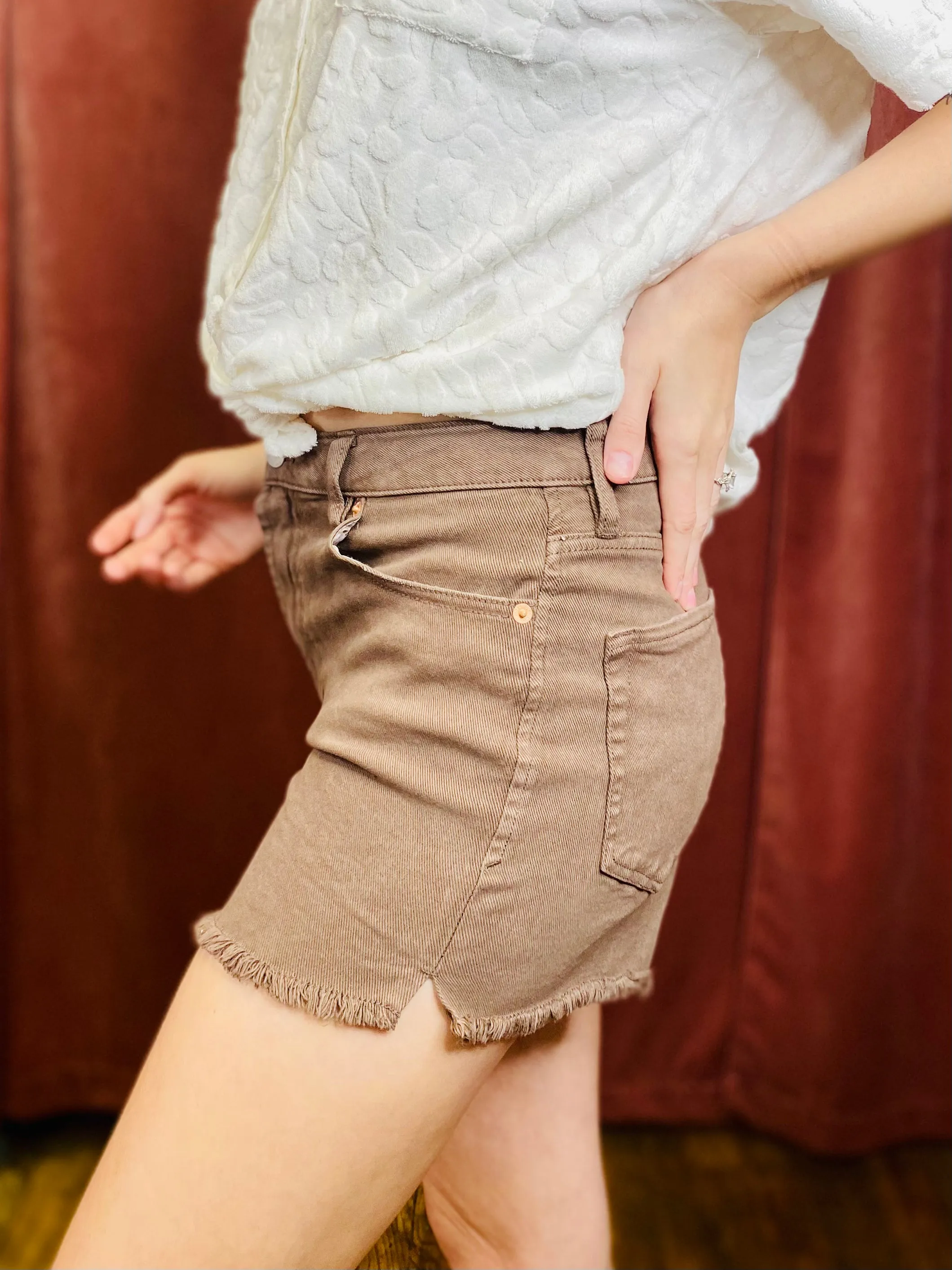 Ivy High Rise Brown Shorts DEAR JOHN