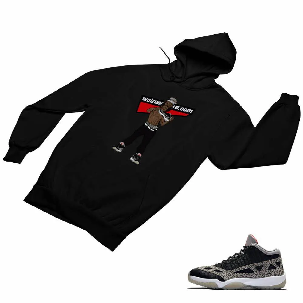 Jordan 11 Black Cement Matching Custom Designed HoodiesJD 11-5-8-10