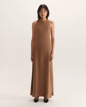 Kaia Bias Midi Dress in Mocha - SABA