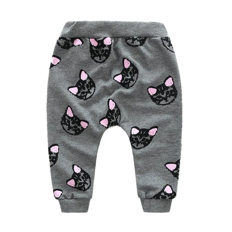 Kids Girls Boys Clothes Sets Cat Print Cartoon Cute Long Sleeve Cotton 2pcs Set Children's Casual Baby Suit Clothing SM6